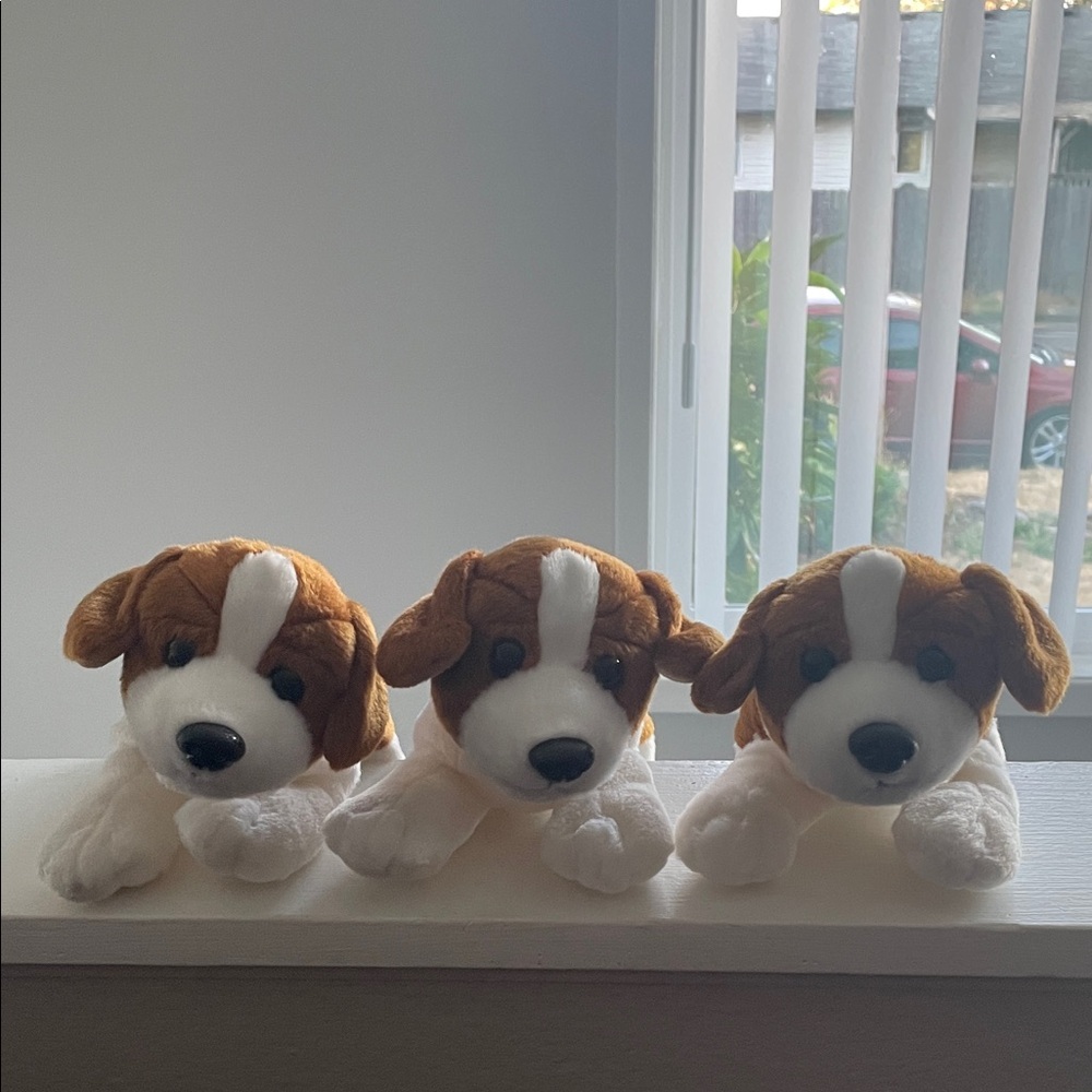 Adorable Brown and White Plush Dog Toy